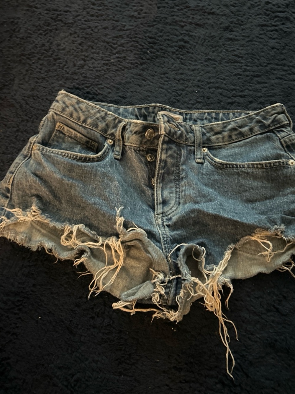 Forever 21 Distressed Dark Blue Denim Cutoff Shorts